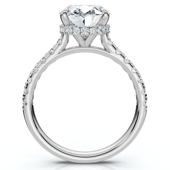 Certified 3 1/2Ct Oval Hidden Halo Diamond Engagement Ring 14k Gold Lab Grown