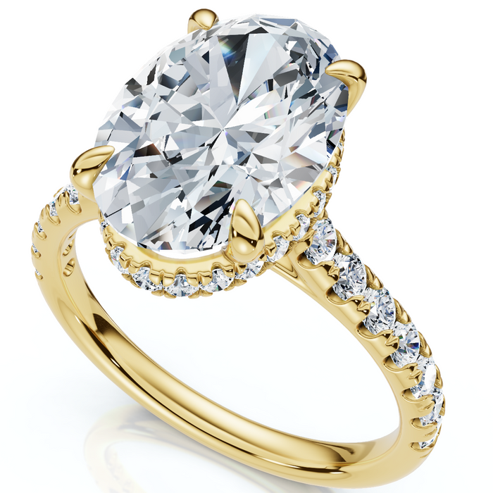 Certified 3 1/2Ct Oval Hidden Halo Diamond Engagement Ring 14k Gold Lab Grown