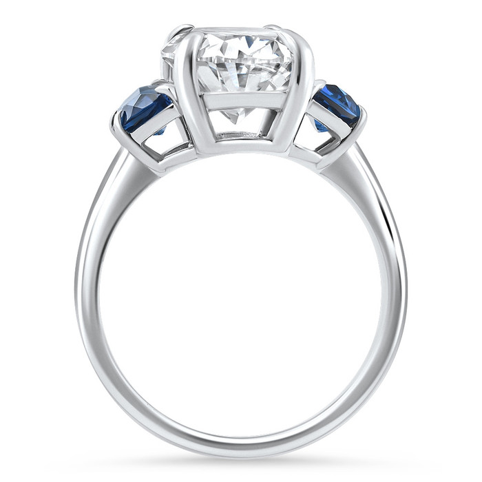 Certified 4.70Ct Oval Diamond & Blue Sapphire Ring 14k White Gold Lab Grown