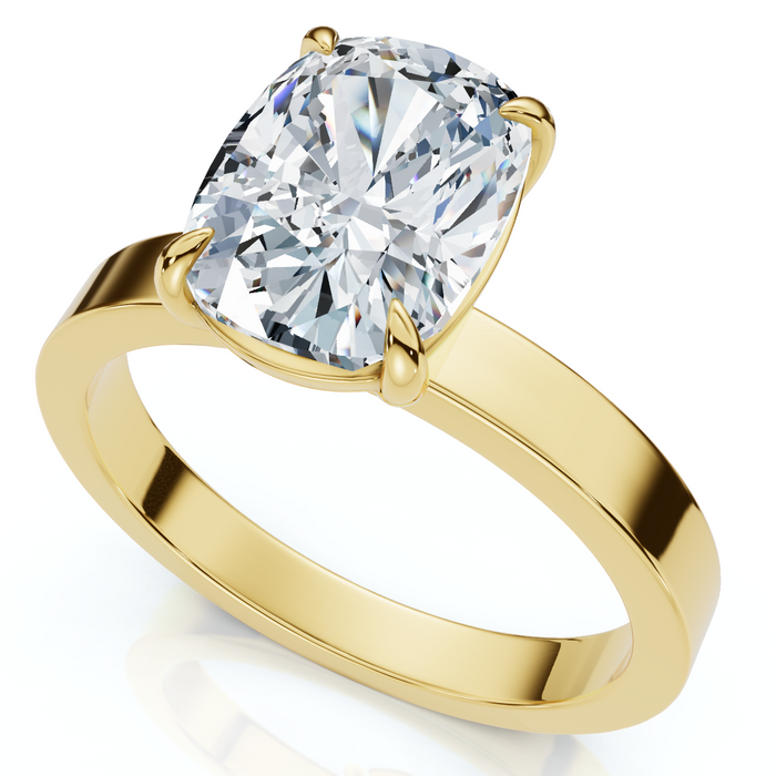 Certified 2Ct Cushion Diamond Cigar Band Engagement Ring 14k Gold Lab Grown