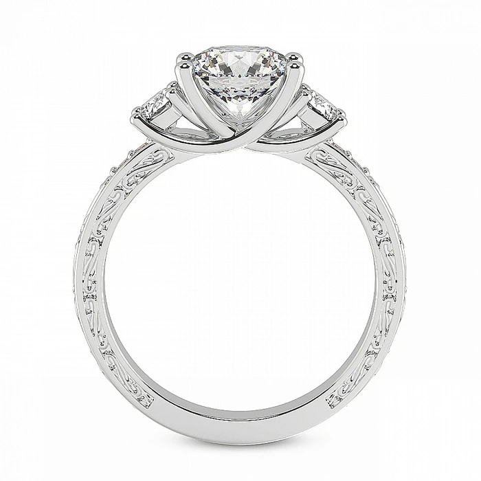 Certified 3.58Ct Designer Engagement Round Diamond Ring White Gold Lab Grown
