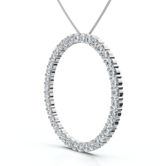 3Ct Circle Diamond Pendant 14k Gold Lab Grown EF/VS