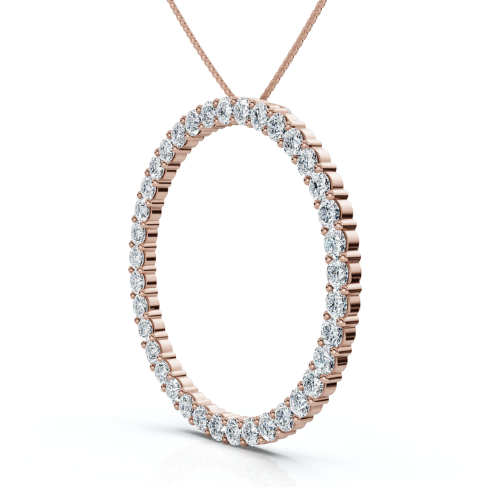 3Ct Circle Diamond Pendant 14k Gold Lab Grown EF/VS