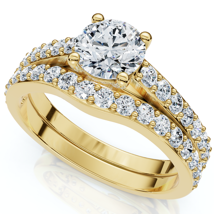 1Ct Jessi Diamond Engagement Wedding Ring Set 14k Gold Lab Grown