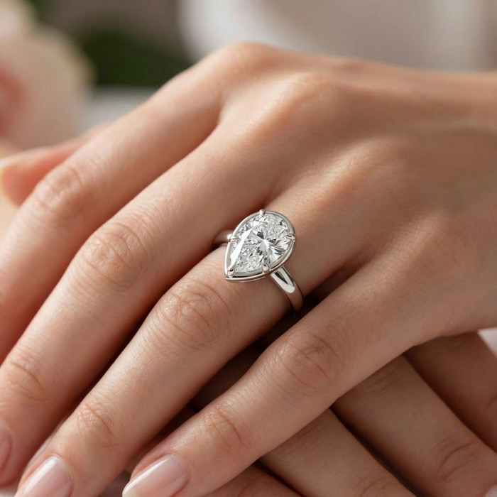 Certified 3Ct Pear Alissa Engagement Solitaire Ring 14k Gold or Pt Lab Grown