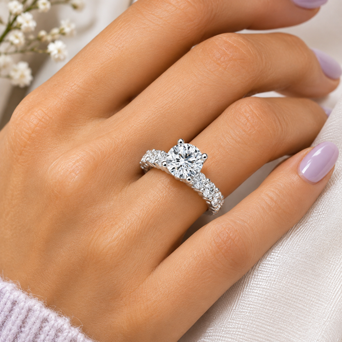 2 1/4Ct Diamond Eternity Engagement Ring 14k Gold Lab Grown EF/VS