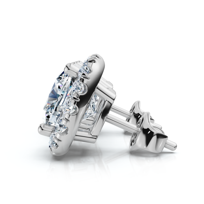 Certified 5.80Ct Cushion Cut Diamond Halo Studs 14k Gold Women's Earrings