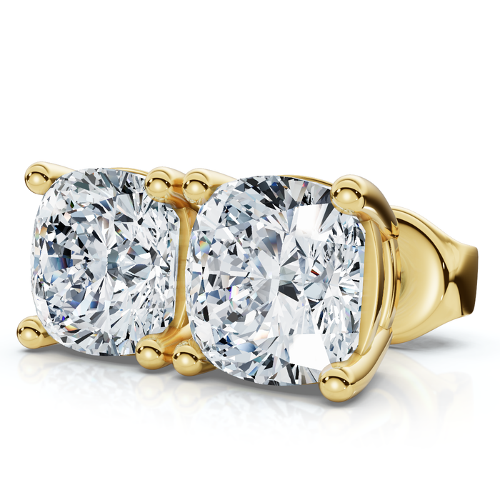 2Ct TW Cushion Diamond Studs 14k Gold Lab Grown