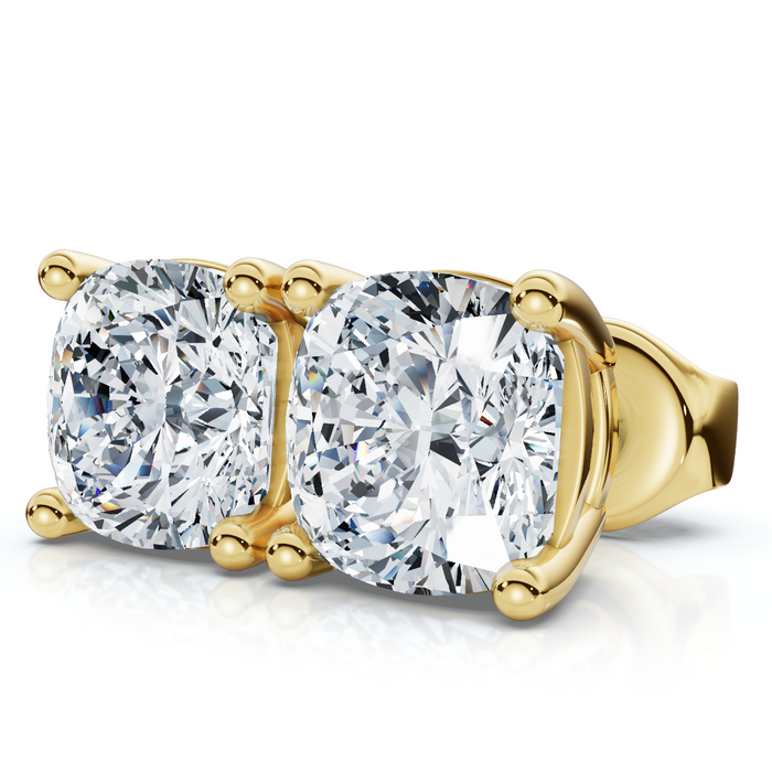 2Ct TW Cushion Diamond Studs 14k Gold Lab Grown