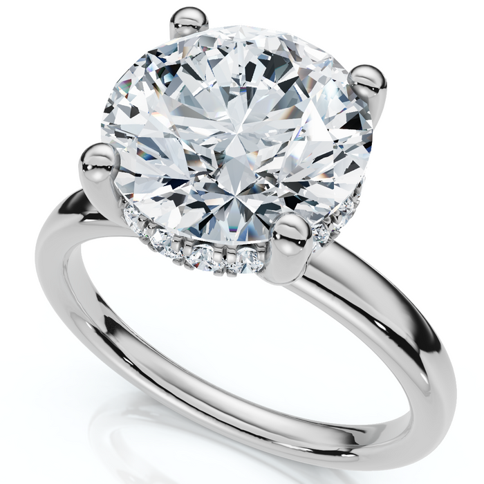 Certified 3 1/10Ct Hidden Halo Diamond Engagement Ring 14k Gold Lab Grown