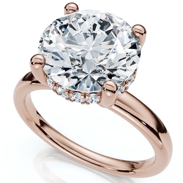 Certified 3 1/10Ct Hidden Halo Diamond Engagement Ring 14k Gold Lab Grown