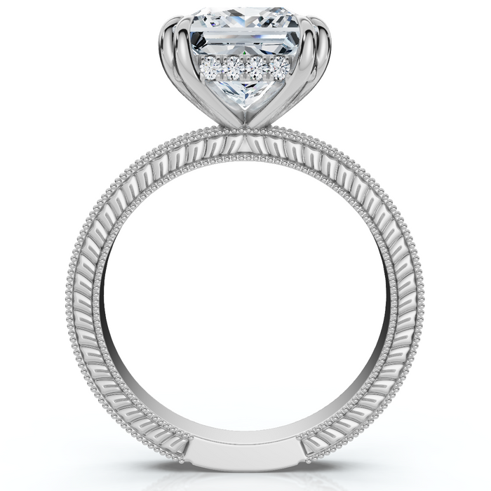 Certified 2 1/2Ct Princess Cut Louve Diamond Engagement Ring 14k Gold Lab Grown