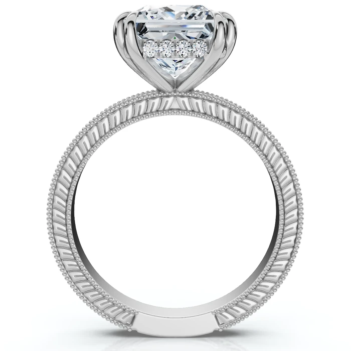 Certified 2 1/2Ct Princess Cut Louve Diamond Engagement Ring 14k Gold Lab Grown
