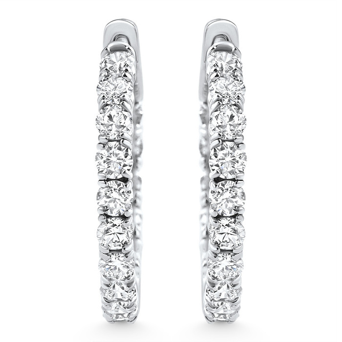 2.05Ct Diamond Inside Outside Hoops 14k Gold Women's Earrings Lab Grown 1" Tall