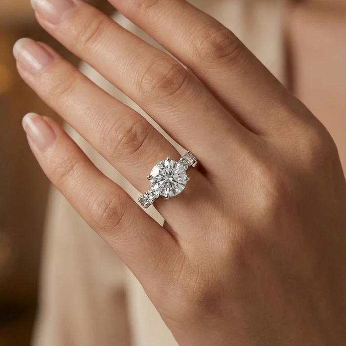 Certified 3Ct Danica Diamond Engagement Ring 14k Gold or PT Lab Grown