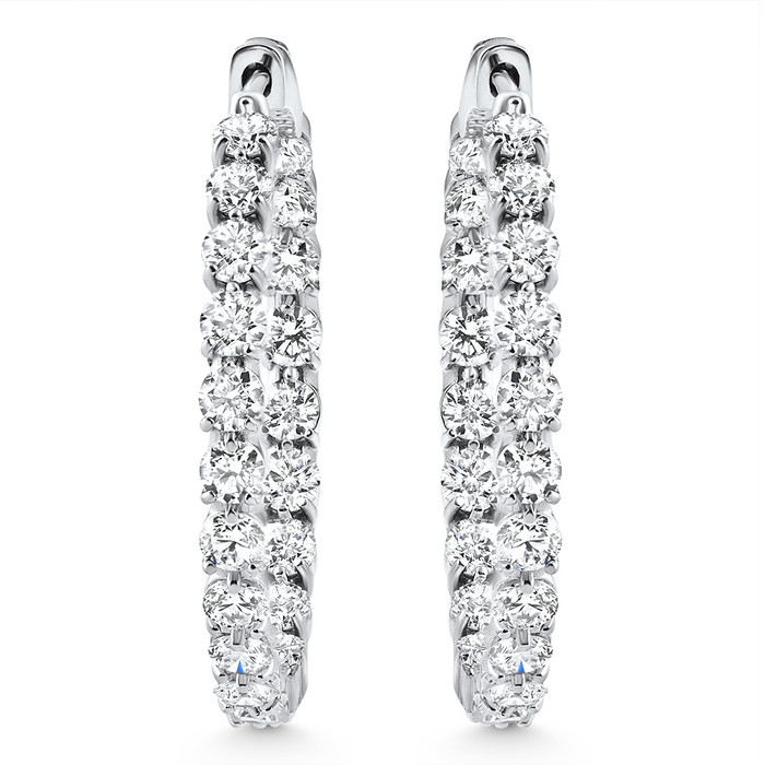 4 1/2Ct Diamond Inside Outside Hoops Gold Women's Earrings Lab Grown 1.25" Tall