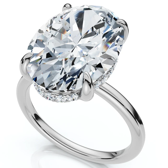 Certified 5.08CT Oval Diamond Hidden Halo Engagement Ring 14k Gold Lab Grown