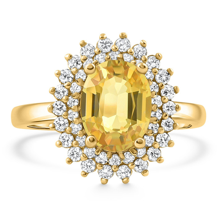 2.93Ct Yellow Sapphire Diamond Ring Gold Lab Grown