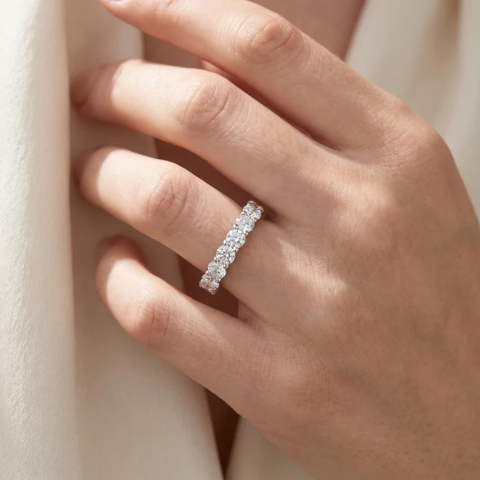 5Ct Diamond Prong Eternity Ring 14k Gold Lab Grown Women's Anniversary Band