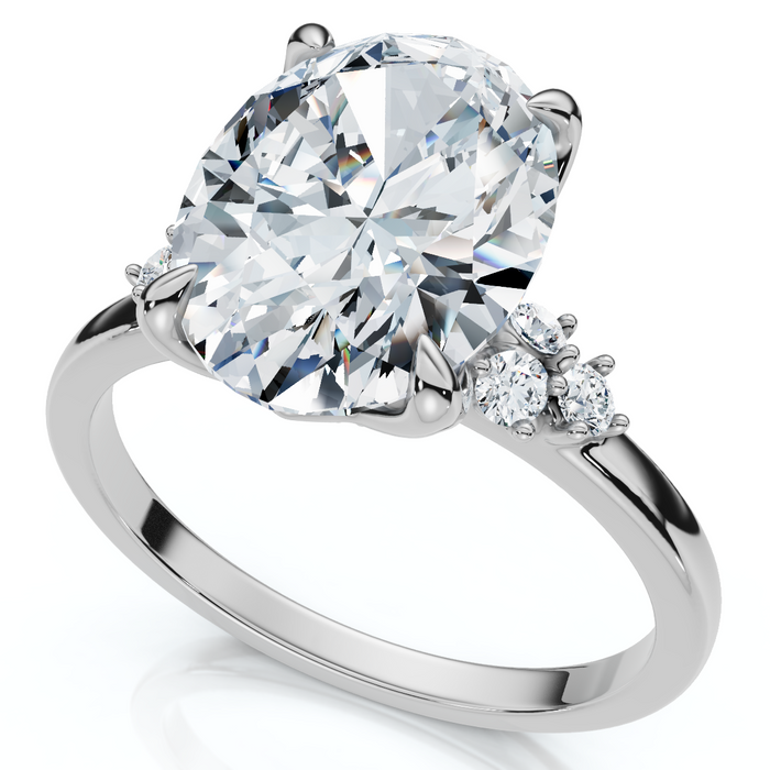 3 1/10Ct Oval Carlie Diamond Engagement Ring 14k Gold or Platinum Lab Grown