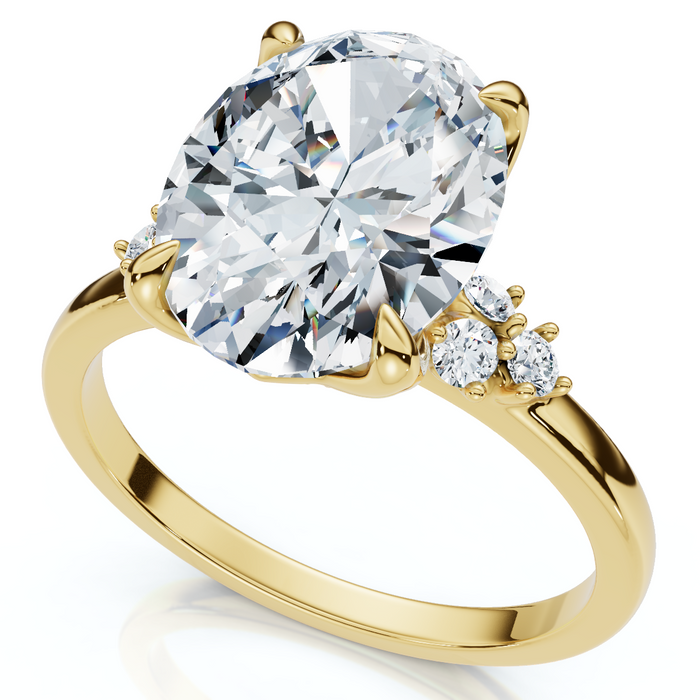 3 1/10Ct Oval Carlie Diamond Engagement Ring 14k Gold or Platinum Lab Grown