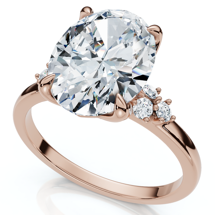 3 1/10Ct Oval Carlie Diamond Engagement Ring 14k Gold or Platinum Lab Grown