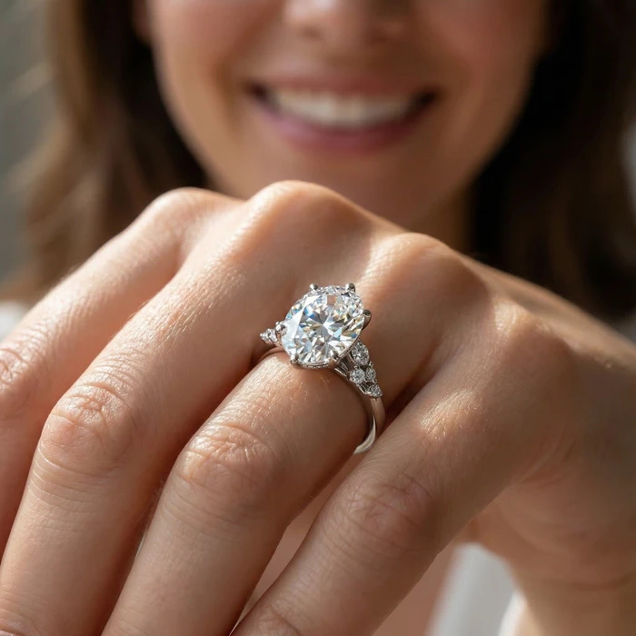 3 1/10Ct Doris Oval Diamond Engagement Ring 14k Gold Lab Grown