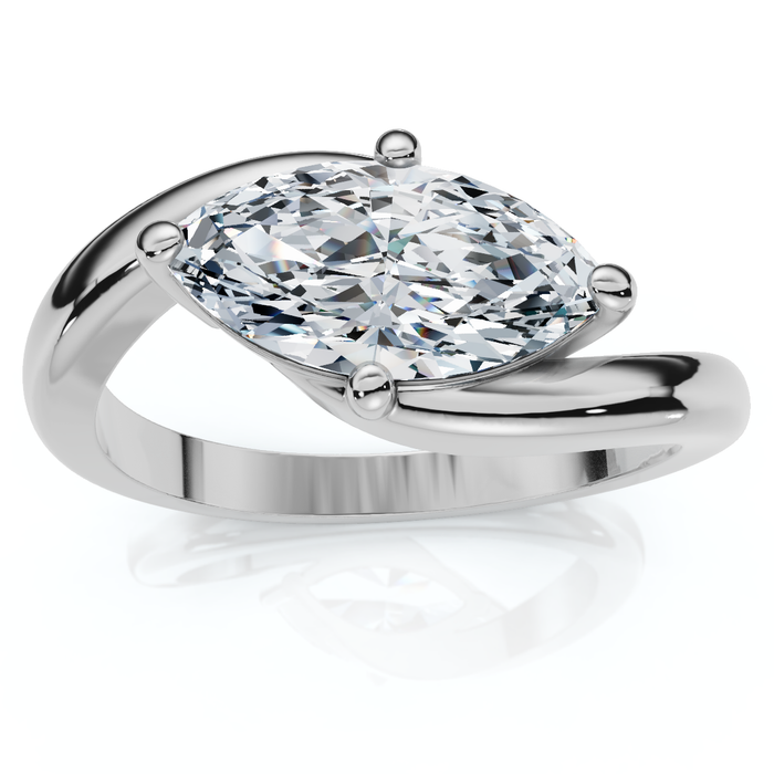 1Ct Marquise Diamond Solitaire Curve East To West Ring Gold Lab Grown Gold