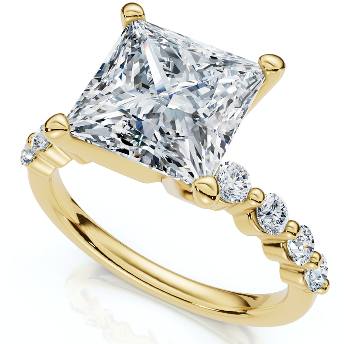 Certified Monica Princess Cut 3 1/2Ct Diamond Engagement Ring 14k Gold Lab Grown