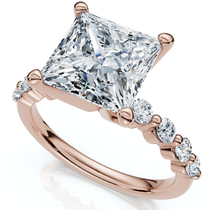 Certified Monica Princess Cut 3 1/2Ct Diamond Engagement Ring 14k Gold Lab Grown