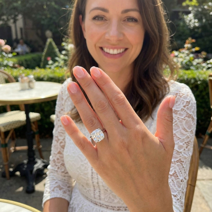 Certified 5Ct Cushion Diamond Square Engagement Ring Lab Grown Solitaire