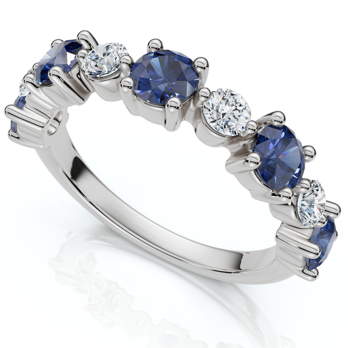 1Ct Sylvia Blue Sapphire & Diamond Wedding Ring Gold Lab Grown