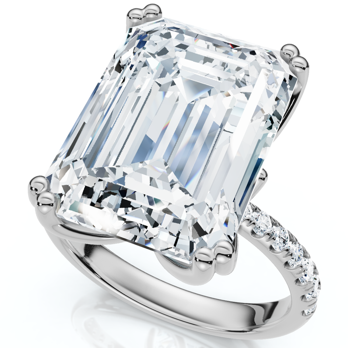 Certified 10.25Ct Emerald Cut Diamond Engagement Ring 14k Gold or PT Lab Grown