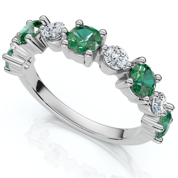 1Ct Sylvia Emerald & Diamond Anniversary Ring Gold Lab Grown