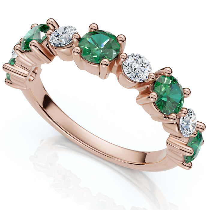 1Ct Sylvia Emerald & Diamond Anniversary Ring Gold Lab Grown