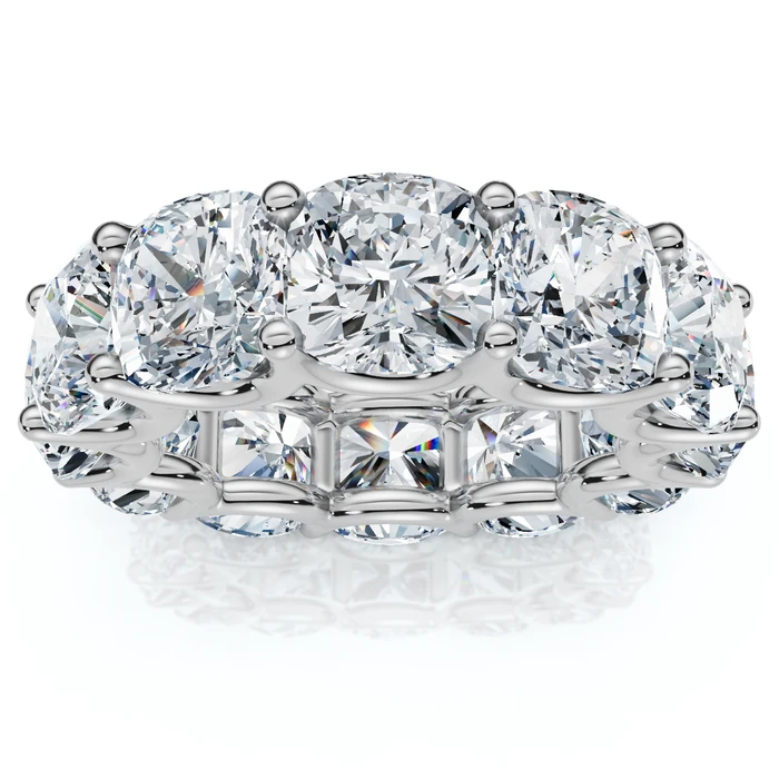 12Ct Cushion Cut Diamond Eternity Ring 14k Gold Wedding Band Lab Grown