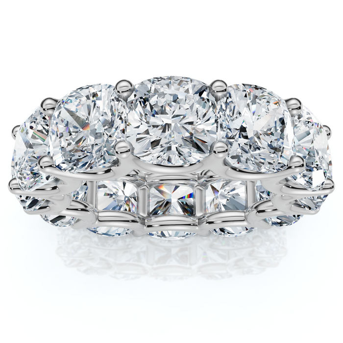 12Ct Cushion Cut Diamond Eternity Ring 14k Gold Wedding Band Lab Grown
