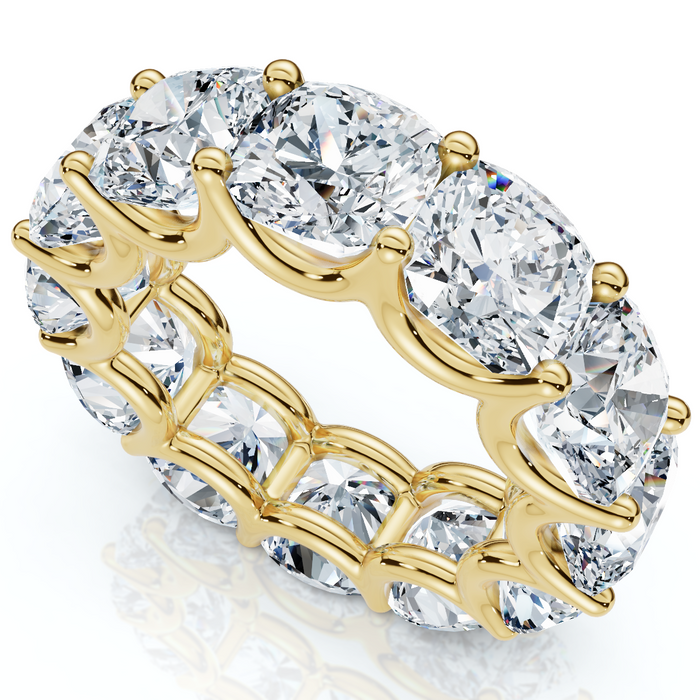 12Ct Cushion Cut Diamond Eternity Ring 14k Gold Wedding Band Lab Grown