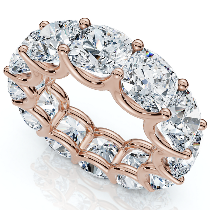 12Ct Cushion Cut Diamond Eternity Ring 14k Gold Wedding Band Lab Grown