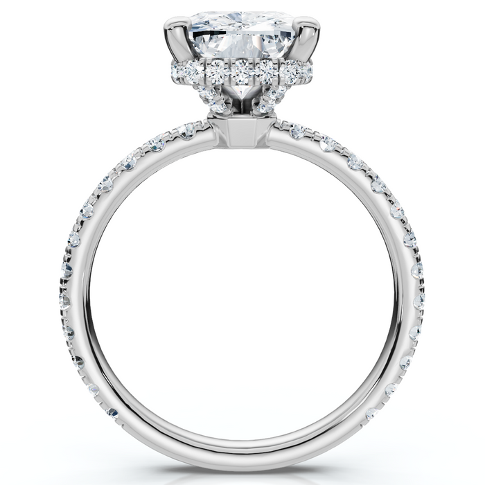 Certified 3 1/2Ct Cushion Hidden Halo Diamond Engagement Ring 14k Gold Lab Grown