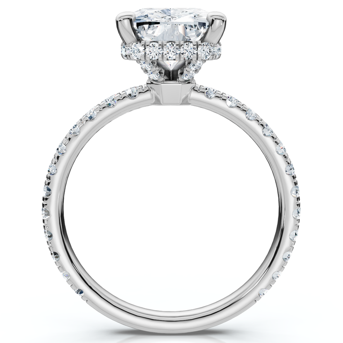 Certified 3 1/2Ct Cushion Hidden Halo Diamond Engagement Ring 14k Gold Lab Grown