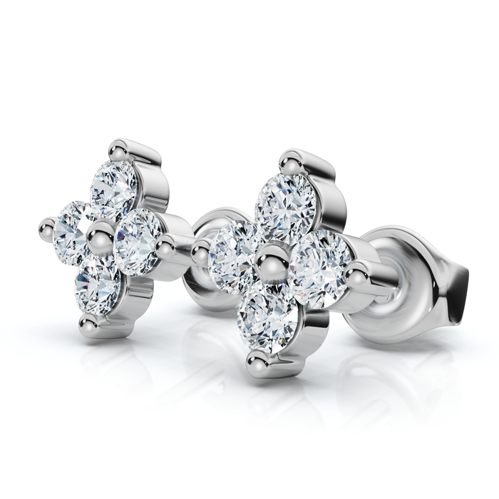 1/2Ct Jackie Diamond Studs 14k Gold Earrings Lab Grown 1/3" Tall