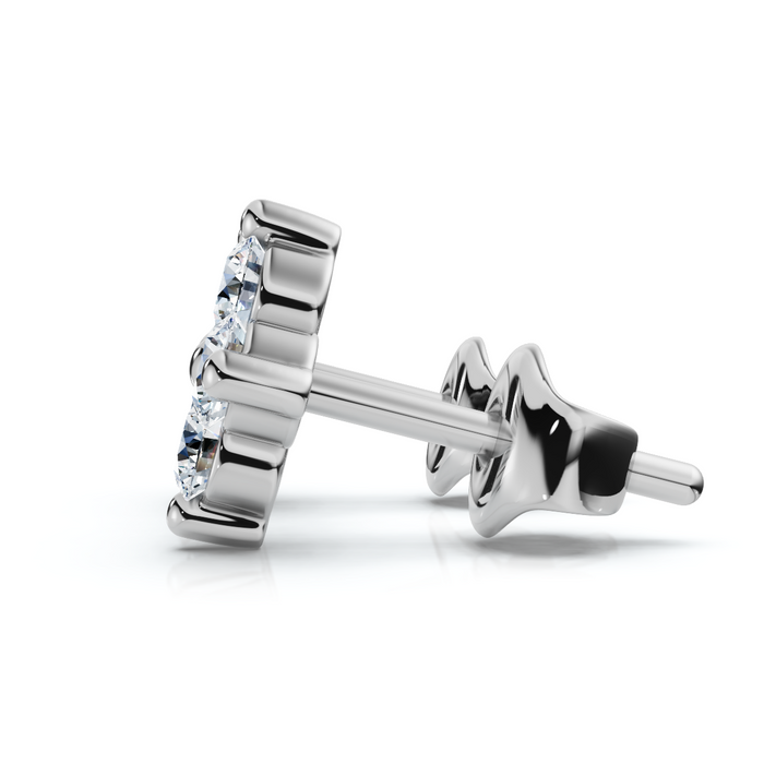 1/2Ct Jackie Diamond Studs 14k Gold Earrings Lab Grown 1/3" Tall