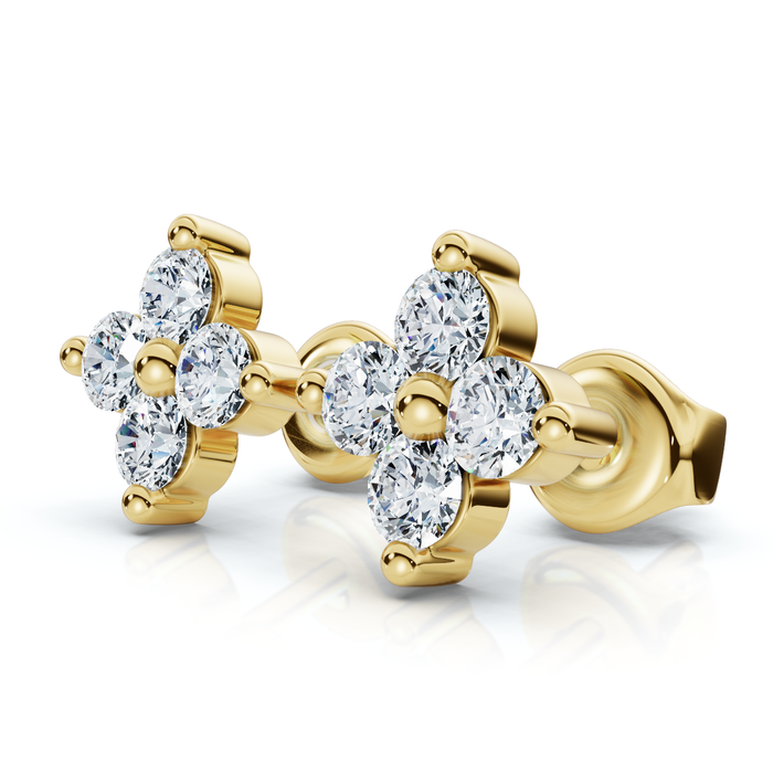1/2Ct Jackie Diamond Studs 14k Gold Earrings Lab Grown 1/3" Tall