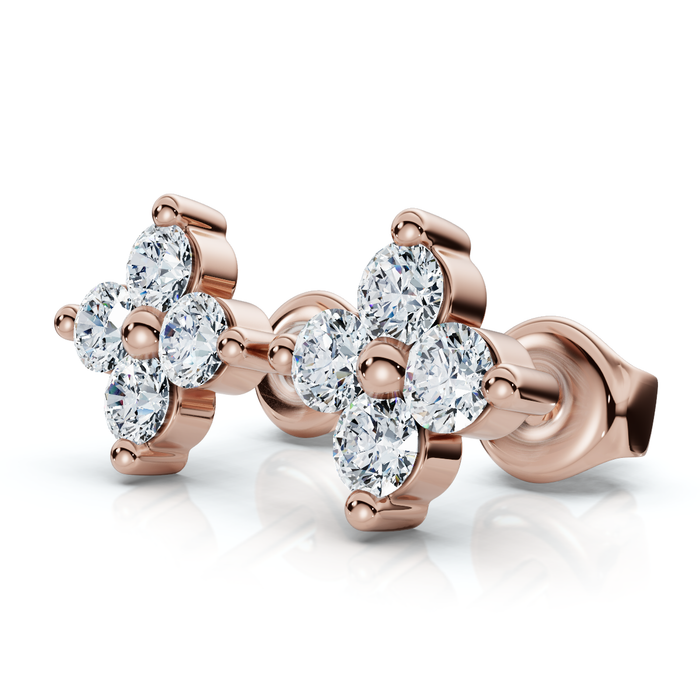 1/2Ct Jackie Diamond Studs 14k Gold Earrings Lab Grown 1/3" Tall