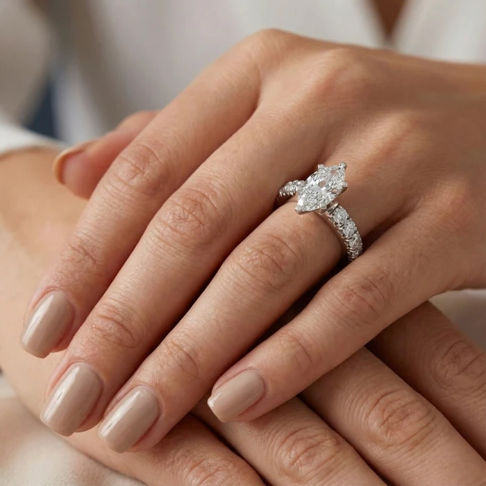 Certified 2.80Ct Marquise Diamond Engagement Ring Gold Lab Grown