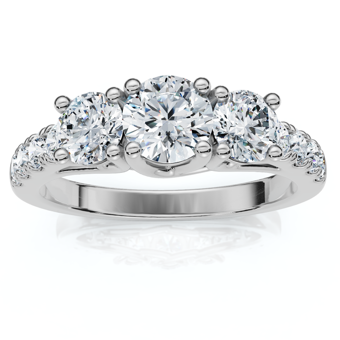 1 1/4Ct Three Stone Diamond Engagement Ring 14k Gold or Platinum Lab Grown