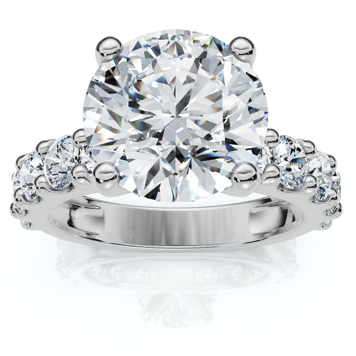 Certified 4Ct Round Cut Diamond Accent Engagement Ring 14k Gold Lab Grown