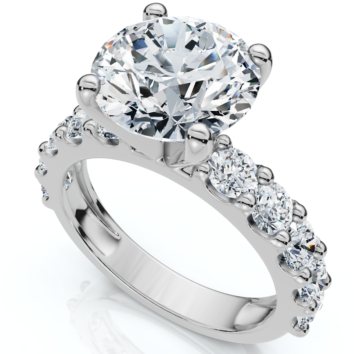 Certified 4Ct Round Cut Diamond Accent Engagement Ring 14k Gold Lab Grown
