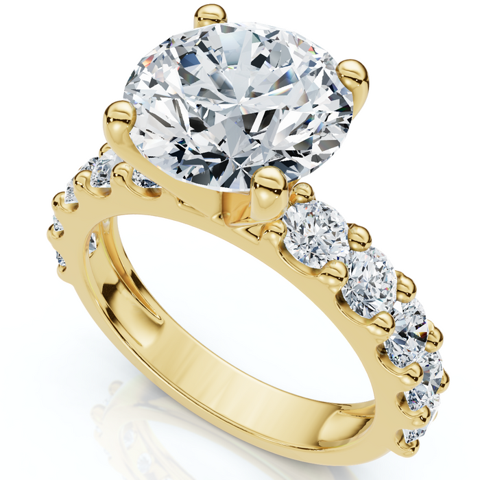 Certified 4Ct Round Cut Diamond Accent Engagement Ring 14k Gold Lab Grown